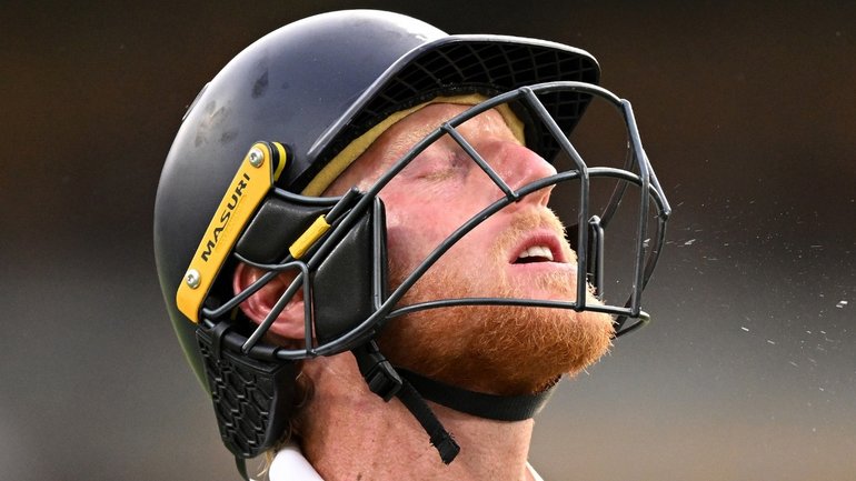England captain Ben Stokes reacts after he was dismissed by Australian bowler Michael Neser for 50 runs on Day 4 of the pink-ball Second Men’s Ashes Test between Australia and England at The Gabba in Brisbane, Sunday, December 7, 2025.