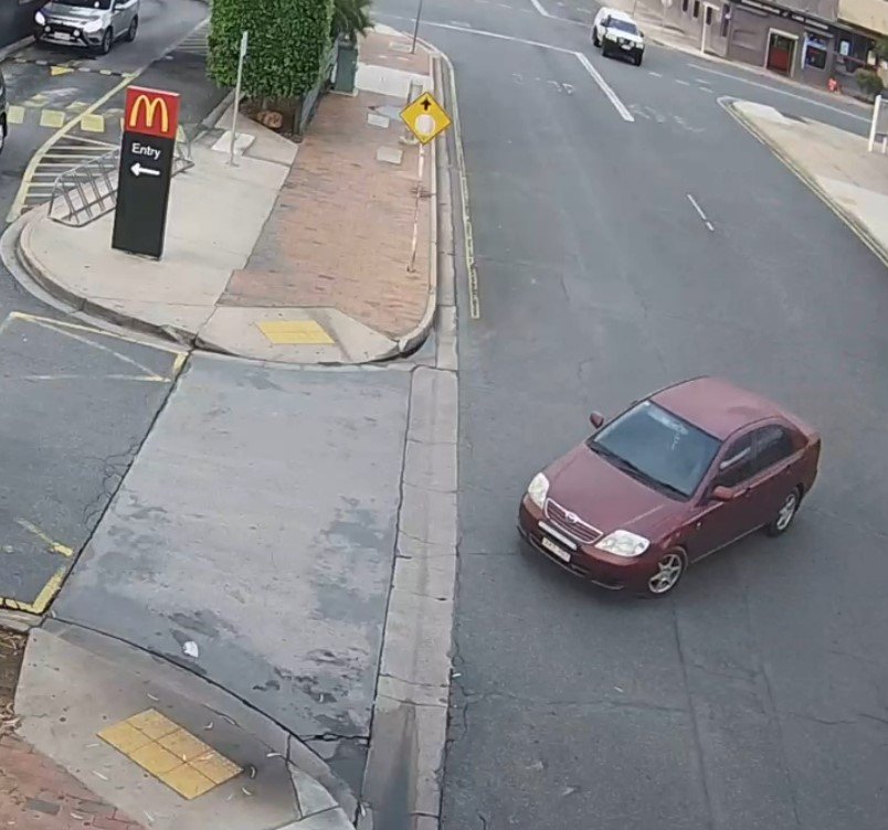 A screenshot showing the vehicle enter McDonald's.