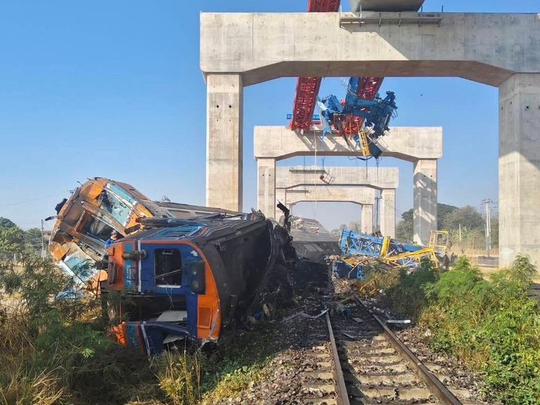 The train had derailed and lit on fire around 9am local time on Wednesday.