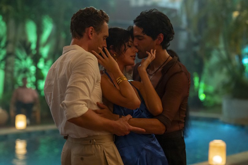 Tom Hiddleston, Camila Morrone and Diego Calva in The Night Manager.