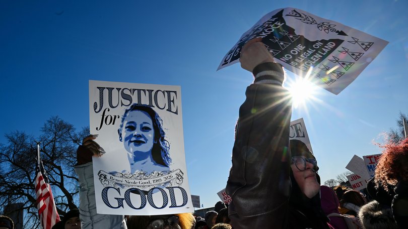 U.S. high school students on Wednesday protest federal agents and the fatal shooting of Renée Good.
