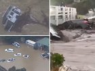 A freak deluge triggered flash flooding that swept cars into the sea and forced hundreds to flee campgrounds along Victoria's Great Ocean Road.