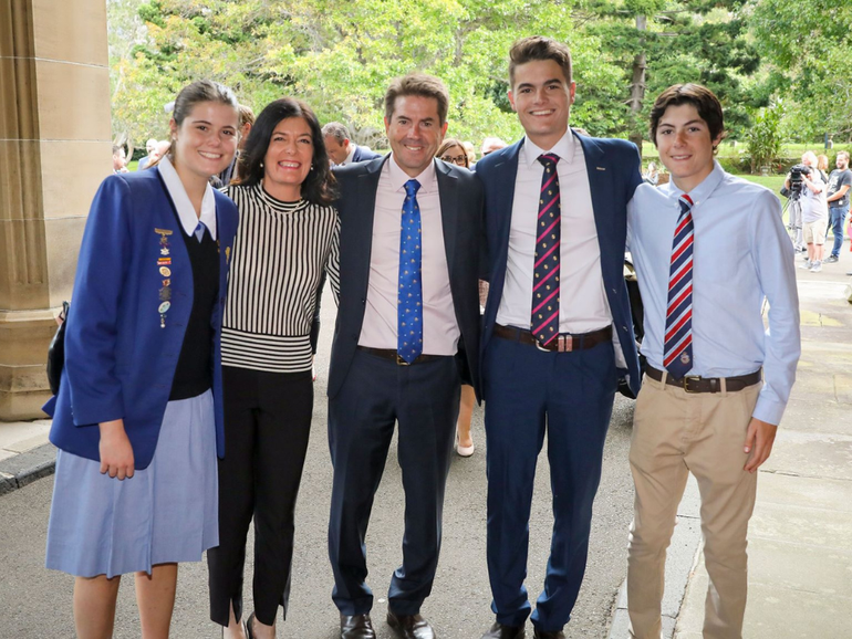 Nationals MP Kevin Anderson (centre) with daughter Ella, wife Anna, and sons Will and Sam in 2019.