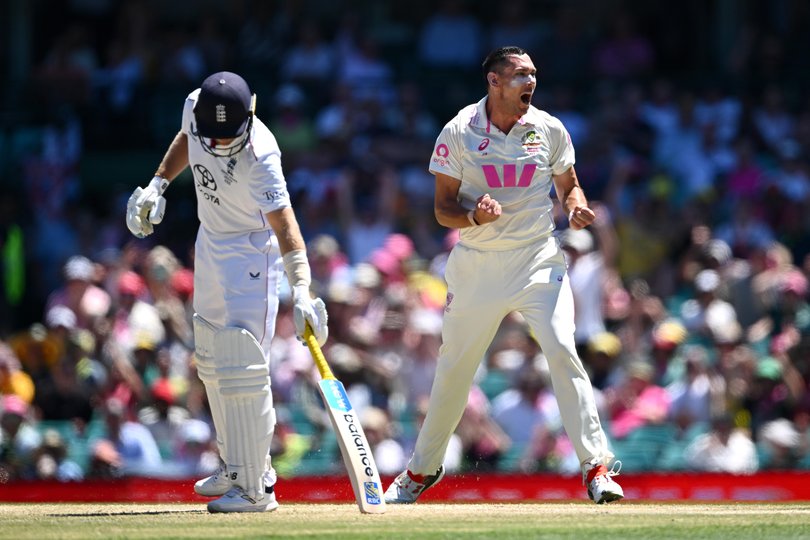 SYDNEY, AUSTRALIA - JANUARY 07: Scott Boland of Australia celebrates dismissing Joe Root of England during day four of the Fifth Test in the 2025/26 Ashes Series between Australia and England at Sydney Cricket Ground on January 07, 2026 in Sydney, Australia. (Photo by Gareth Copley/Getty Images) Picture: Gareth Copley