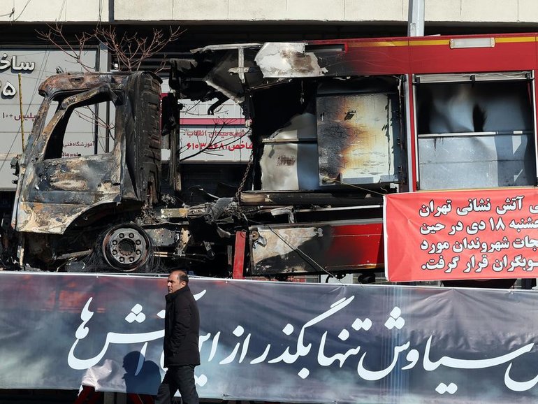 Unrest in the streets of the Iranian capital Tehran peaked with acts of vandalism, authorities say. (EPA PHOTO)