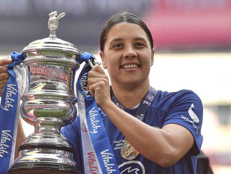 Sam Kerr, so often Chelsea's Women's FA Cup hero, scored two in their fourth-round win over Palace. (EPA PHOTO)