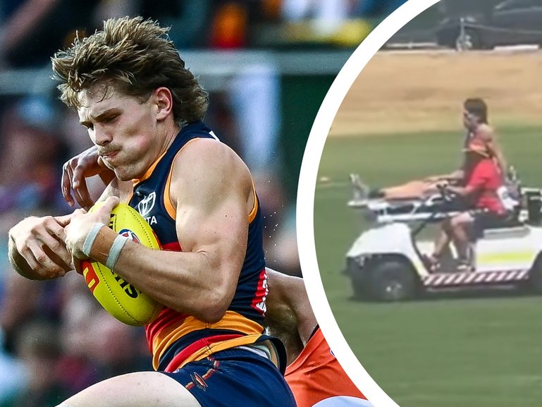 Daniel Curtin was taken from the field on a stretcher on Monday.