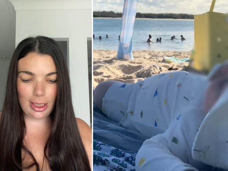 Australian mum Renee has been forced to set the record straight after she was accused of leaving her baby alone on a beach.