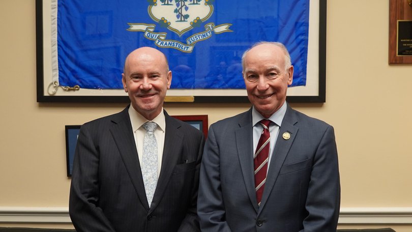 Greg Moriarty with US congressman Joe Courtney.