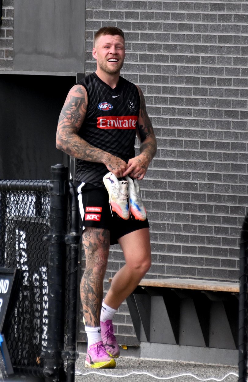 Jordan De Goey at Collingwood pre-season training at Olympic Park. Picture: Andrew Henshaw