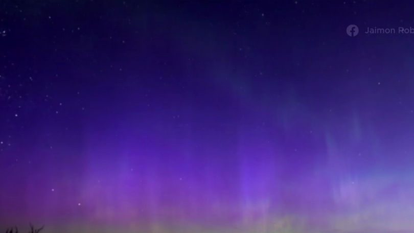 Purples, pinks and greens were seen in the night sky,.