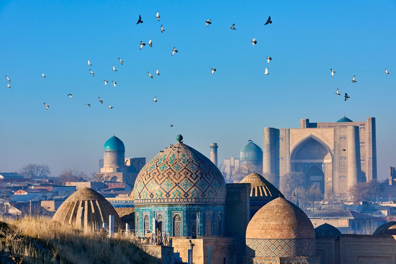 Uzbekistan, Samarkand, Unesco World Heritage, Shah i Zinda mausoleum.