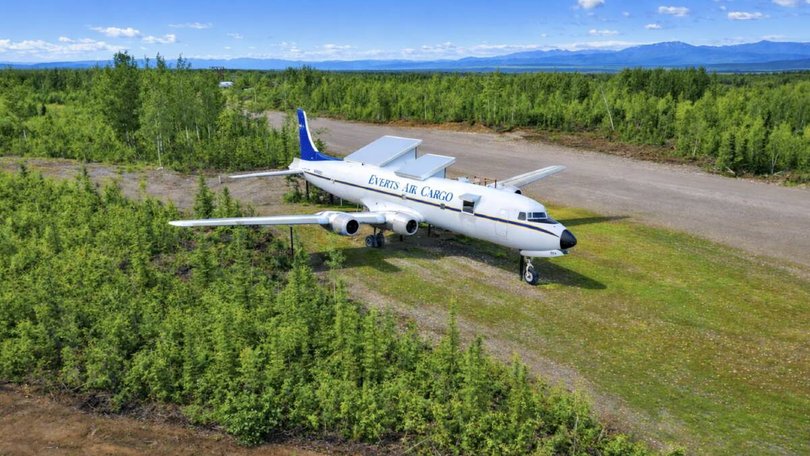 A one-of-a-kind aeroplane house set on the edge of a forest. Pic: Airbnb.