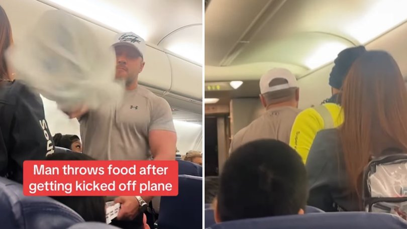 Unruly passenger throws food after getting kicked off plane