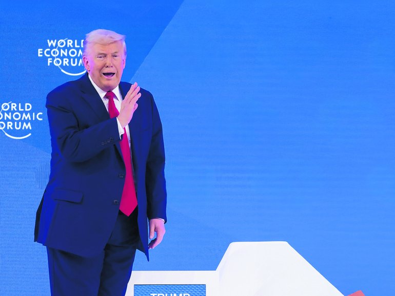 US President Donald Trump during the World Economic Forum (WEF) in Davos, Switzerland, on Wednesday.