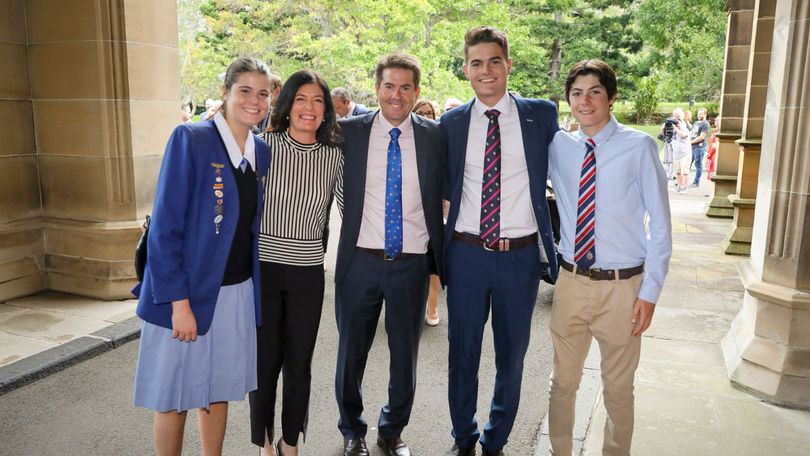 Nationals MP Kevin Anderson (centre) with daughter Ella, wife Anna, and sons Will and Sam in 2019.