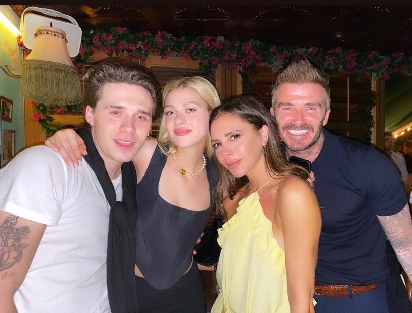 Brooklyn Beckham, Nicola Peltz, Victoria Beckham and David Beckham in happier times.