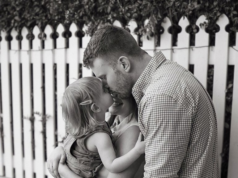Tim Picton with his wife Priya and their four-year-old daughter Charlotte. 