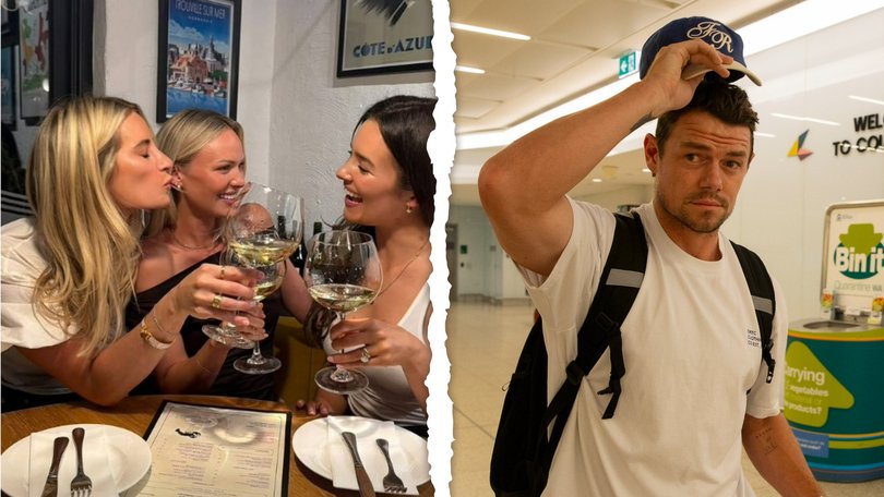 Jules pictured with Andrew Brayshaw's wife Lizzie and another friend in a photo posted one day after Lachie arrived in Perth.