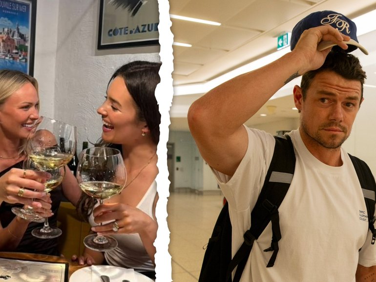 Jules pictured with Andrew Brayshaw's wife Lizzie and another friend in a photo posted one day after Lachie arrived in Perth.