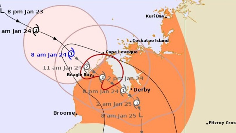 Tropical Cyclone Luana to cross the northwest Kimberley coast today as a category 2 system. Picture: BOM