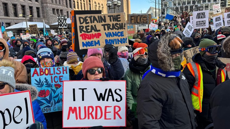 Protesters in Minneapolis overnight.