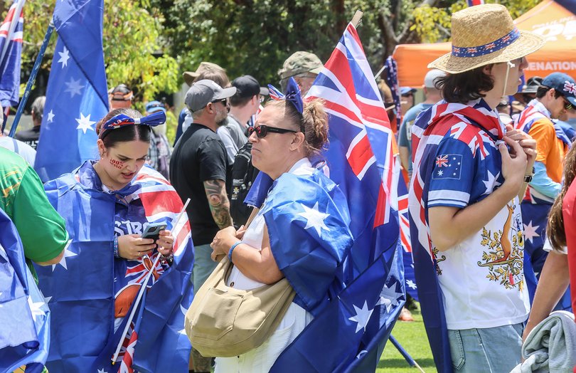 March for Australia rally in Wellington Square. Iain Gillespie
