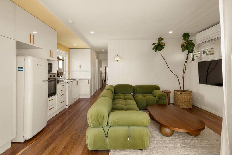 Open-plan kitchen and living.