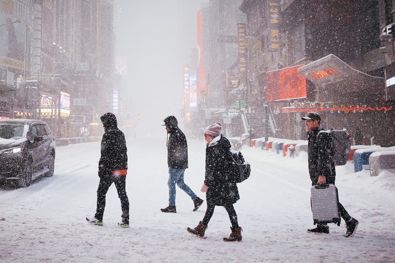 NEW YORK, NEW YORK - JANUARY 25: People walk during a snowstorm on January 25, 2026 in New York City. A massive winter storm is bringing frigid temperatures, ice, and snow to nearly 200 million Americans. (Photo by Andres Kudacki/Getty Images) Picture: Andres Kudacki