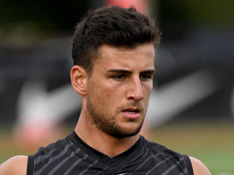 Nick Daicos at Collingwood pre-season training at Olympic Park. Andrew Henshaw