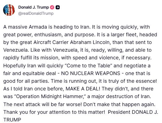 Donald Trump threatens Iran.