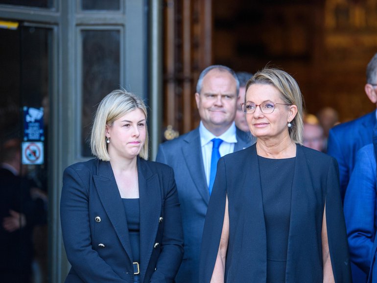 Former Liberal MP Katie Allen has been farewelled in a touching memorial service attended by political, academic and medical leaders.