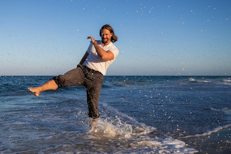Australian Survivor winner David Genat is the new host of the show, pictured here at North Cottesloe.