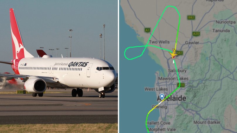 A Qantas flight bound for Adelaide was forced to divert due to powerful winds.