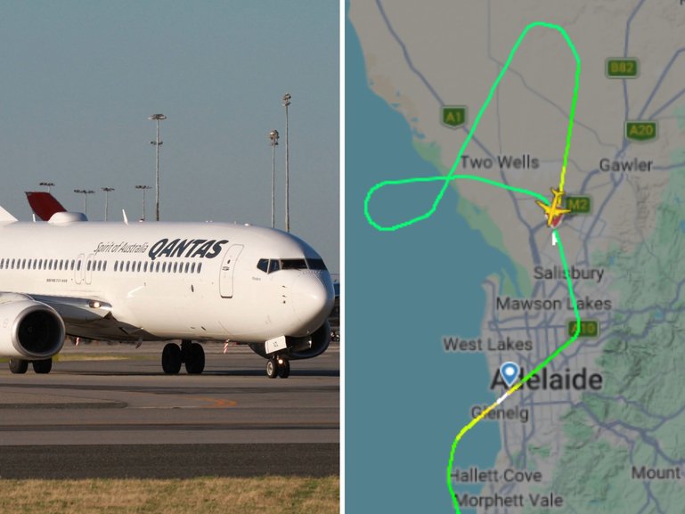 A Qantas flight bound for Adelaide was forced to divert due to powerful winds.
