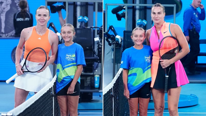 Elina Svitolina and Aryna Sabalenka posed for separate photos with the young fan.