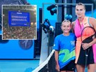 Aryna Sabalenka poses with the young fan on her own, as Elina Svitolina also did, before the match.