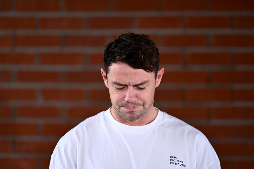 Lachie Neale speaks to the media earlier this month about his marriage ending.