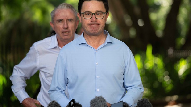 Nationals leader David Littleproud and Kevin Hogan MP at a press conference in Brisbane.