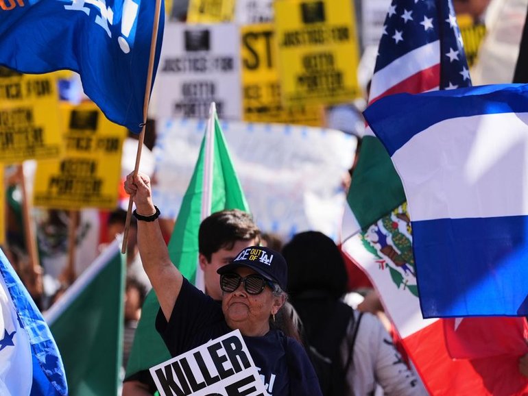 Protesters have taken to the streets across the US demanding an end to ICE agents' tactics. 