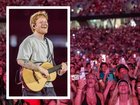 Ed Sheeran performing in front of more than 55,000 fans at Optus Stadium.