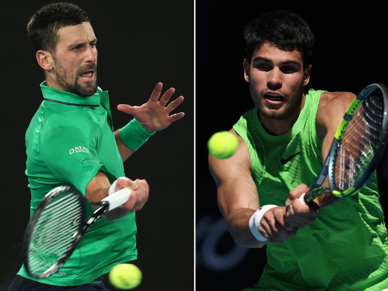 Novak Djokovic of Serbia (L) and Carlos Alcaraz of Spain will meet in the Australian Open Men’s Final