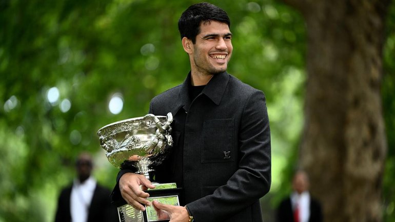 Carlos Alcaraz was "enjoying every second" on Monday after winning the Australian Open. (Joel Carrett/AAP PHOTOS)
