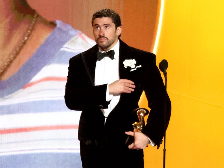 Bad Bunny accepts the Album of the Year award for DeBÍ TiRAR MáS FOToS