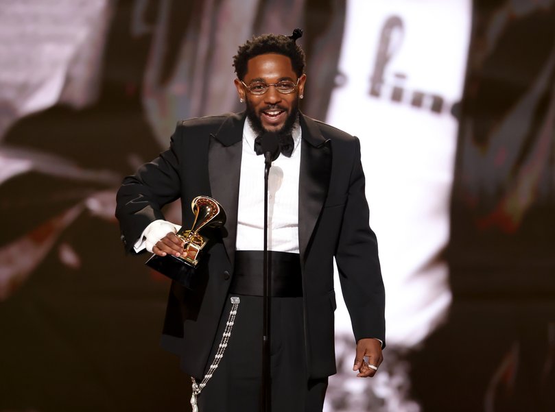 LOS ANGELES, CALIFORNIA - FEBRUARY 01: Kendrick Lamar accepts the Best Rap Album award for “GNX” onstage during the 68th GRAMMY Awards at Crypto.com Arena on February 01, 2026 in Los Angeles, California.  (Photo by Kevin Winter/Getty Images for The Recording Academy)