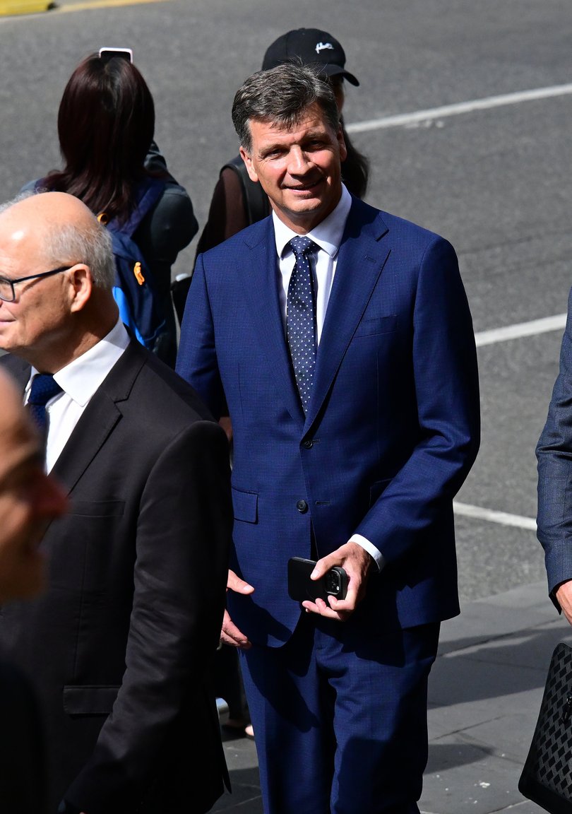 Angus Taylor at Dr Katie Allen's memorial service in Melbourne last Thursday after meeting with Andrew Hastie.