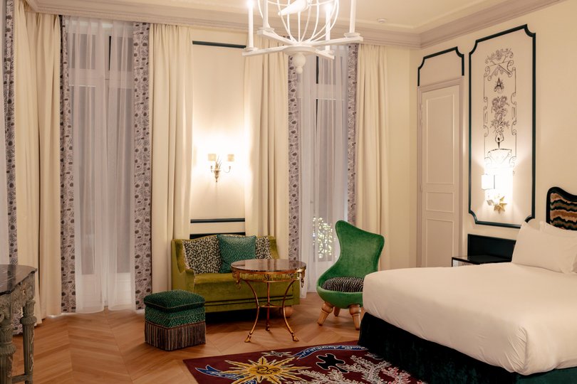 The interior of a room at L’Aventure, the new Costes hotel in Paris.