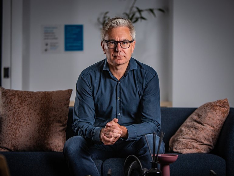 Cyber safety company Family Zone's Tim Levy pictured at his St Georges Terrace office.