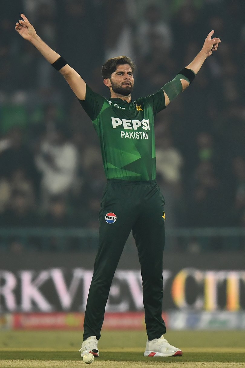 Shaheen Shah Afridi of Pakistan celebrates wicket of Matthew Renshaw of Australia.