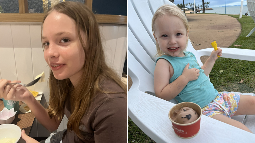 Hallie, 2 (R) and Evie, 13 (L) were rushed to hospital in life-threatening conditions.